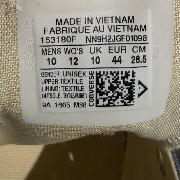 Converse 153180F Unisex CTAS Ox Sneaker M10US Black/White /Silver - Picture 11 of 11